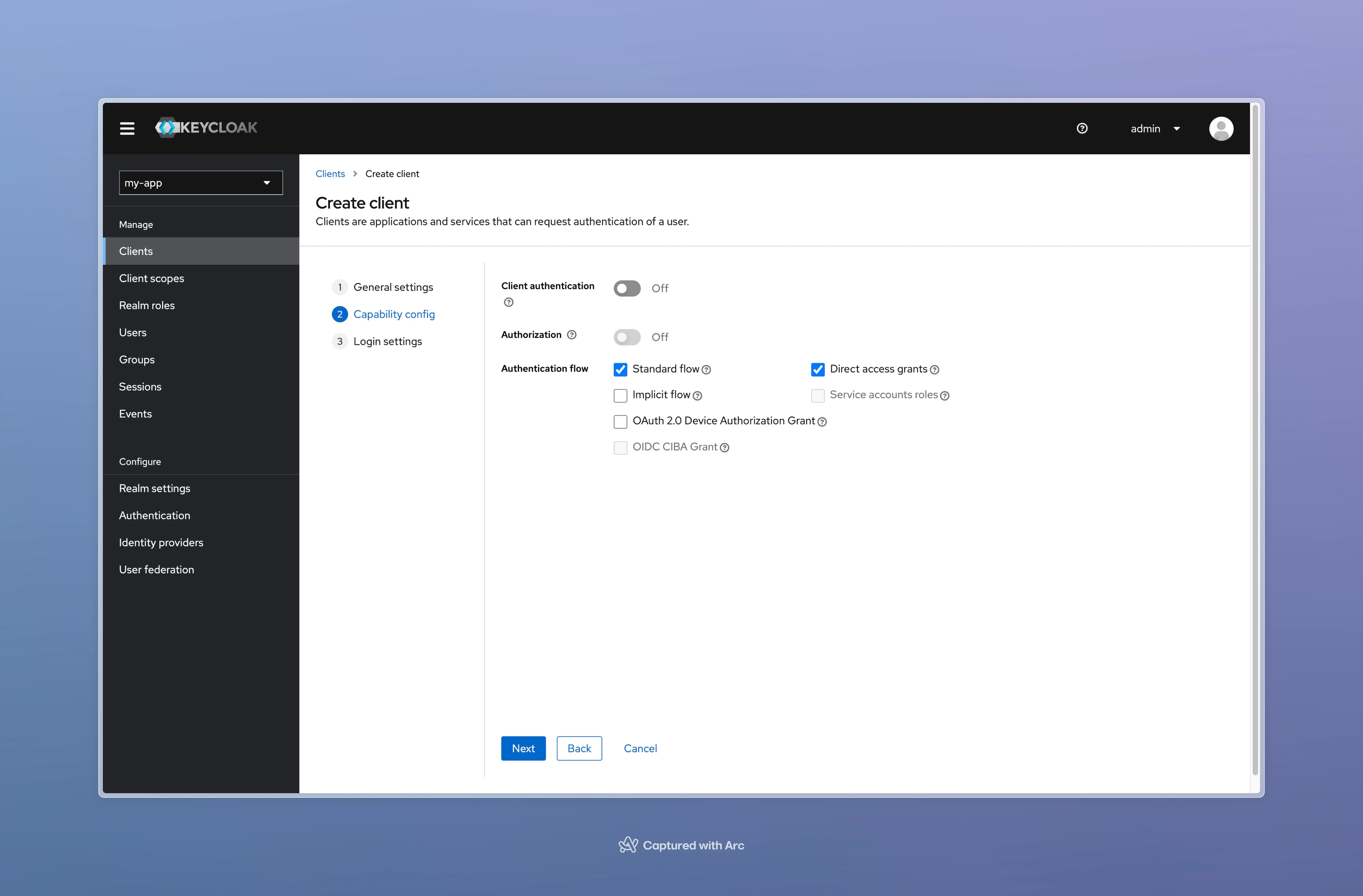 Create client capability config